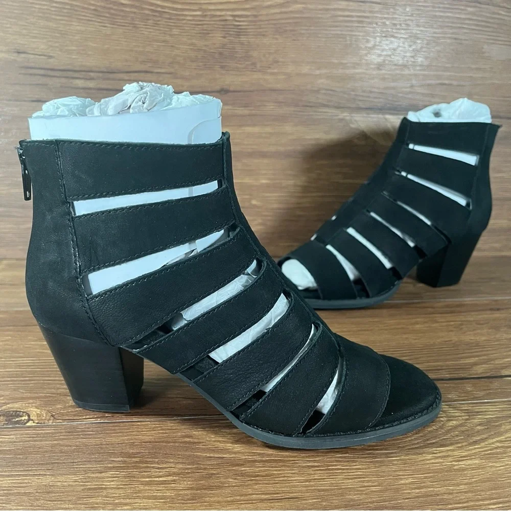 VIONIC Harlow Black Leather Wedge Sandals Women’s Size 6.5‎ Shoes Gladiator